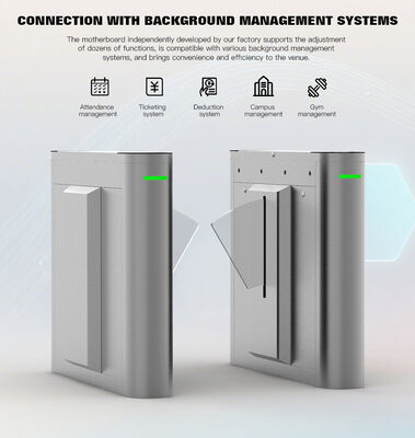 HCW Flap Barrier Turntile với cánh cửa thủy tinh 15mm 4 cặp chùm tia hồng ngoại và Certified Pedestrian Access Control Turnstile